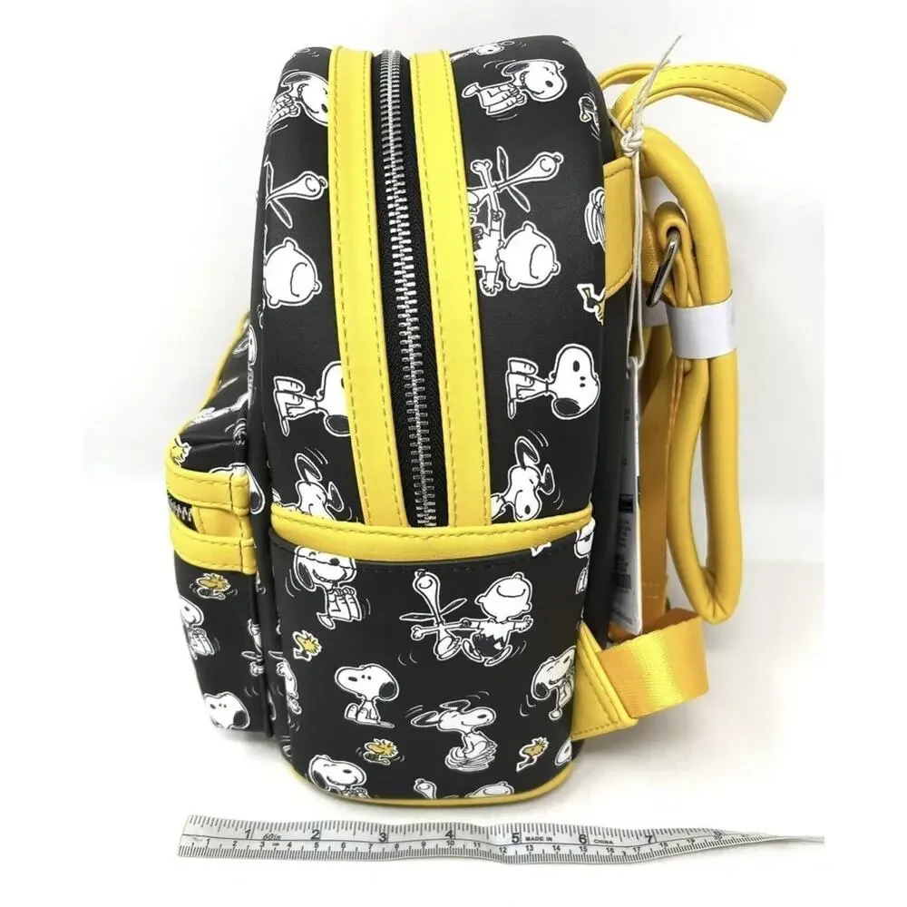 Loungefly Peanuts Snoopy Woodstock Charlie Brown Mini Backpack Black Yellow NWT